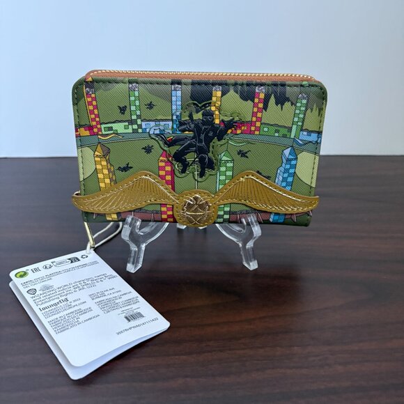 Loungefly Harry Potter Golden Snitch Zip Around Purse Vegan Leather NWT - Picture 2 of 6